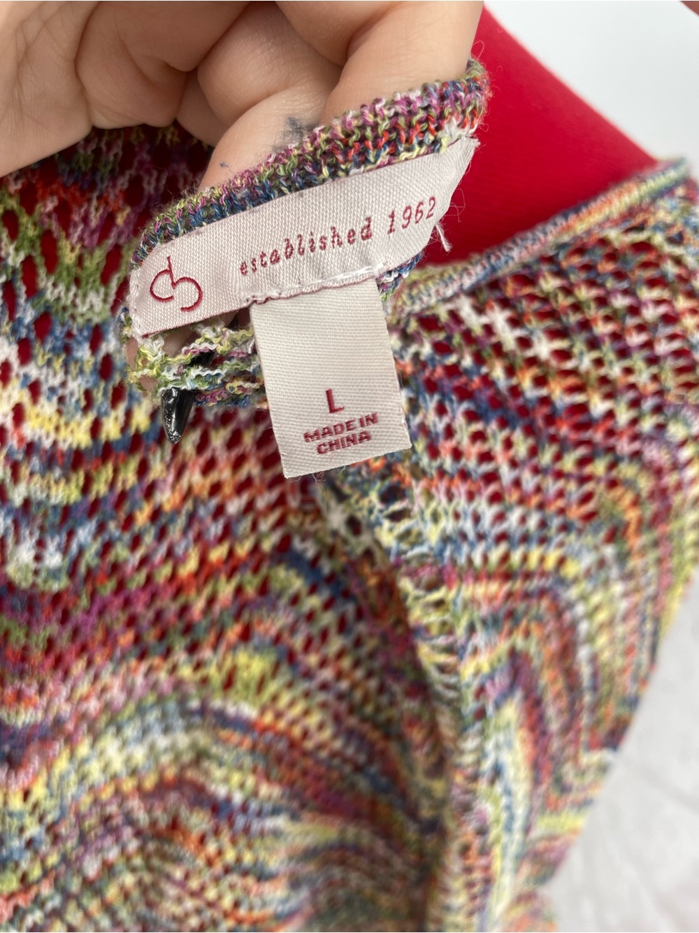 Muted Rainbow Striped Open Knit db Brand Poncho Festival Boho Shawl Tunic Top - Picture 8 of 9